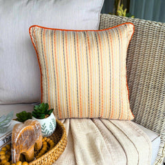 Orange Spiced Ginger - Orange Jacquard Silk Throw Pillow Cover