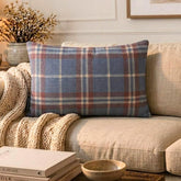 Plaidflow Blue - Blue Velvet Winter Plaid Lumbar Pillow Cover