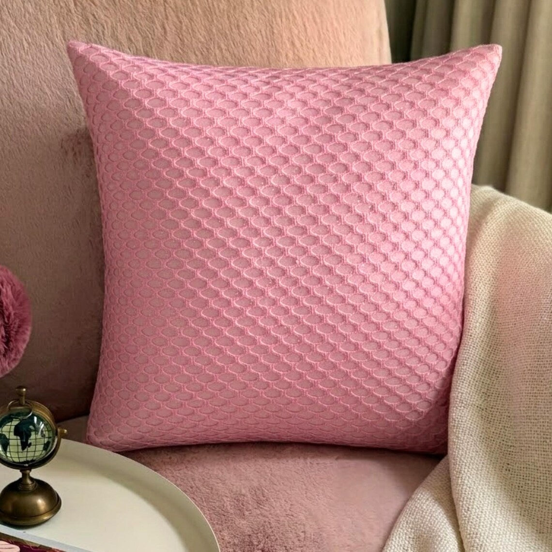 Pink Beehive Pillow Cover