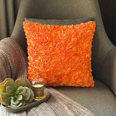 Orange Peel - Orange Art Silk Decorative Euro Sham