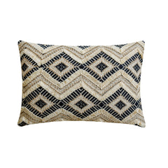 Black & Beige Jacquard Lumbar Pillow Cover - Nomad Drift