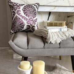 Wine Damask - Purple Velvet Throw Pillow Cover