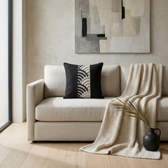 Black Linen Lumbar Pillow Cover - Black Grace