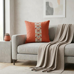 Coral Linen Lumbar Pillow Cover - Coral Meadow