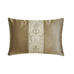 Taupe Satin Lumbar Pillow Cover - Taupe Baroque Heirloom