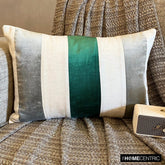 Swathe Emerald - Green Velvet & Linen Lumbar Pillow Cover