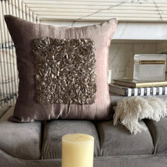 Vintage Champagne Brown - Light Brown Art Silk Decorative Euro Sham