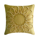We All Blossom - Gold Art Silk Throw Pillow Cover