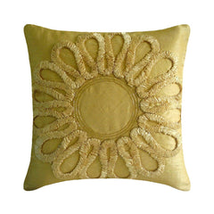 We All Blossom - Gold Art Silk Throw Pillow Cover
