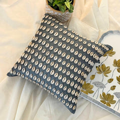 Bohemian Shells - Blue Silk Throw Pillow Cover