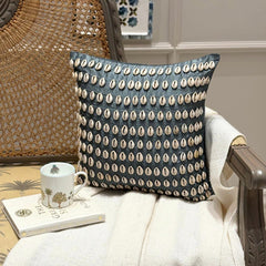Bohemian Shells - Blue Silk Throw Pillow Cover