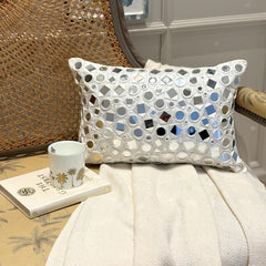 Anayna White - White Silk Lumbar Pillow Cover