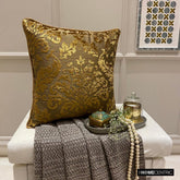 Folding Flames - Olive Green Velvet Throw Pillow Cover