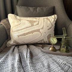 Abstract Drift - Ivory Velvet Lumbar Pillow Cover