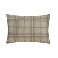 Beige Linen Lumbar Pillow Cover - Terra Plaid Lumbar