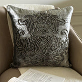 Steel Damask Silver Foil Throw Pillow Cover