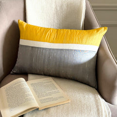 Plush Yellow Silk - Yellow Silk Lumbar Pillow Cover
