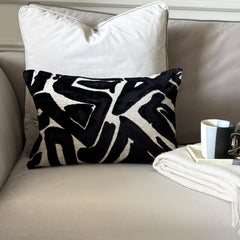 Black Velvet Lumbar Pillow Cover - Black Onyx Lumbar