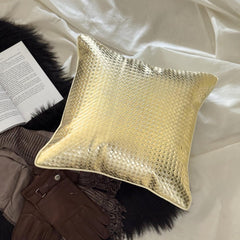 Lux Gold - Gold Faux Leather Lumbar Pillow Cover