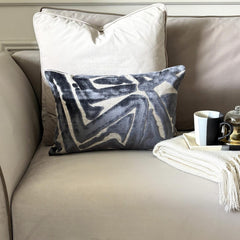 Charcoal Gray Velvet Lumbar Pillow Cover - Charcoal Strokes Lumbar