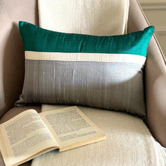 Plush Green Silk - Green Silk Lumbar Pillow Cover