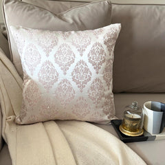 Pink Jacquard Throw Pillow Cover - Blush Baroque