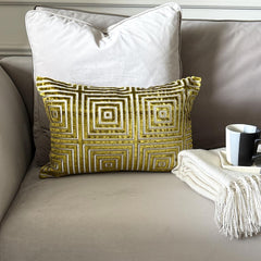 Chartreuse Green Velvet Lumbar Pillow Cover - Chartreuse Grid Lumbar