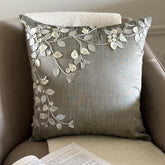 Silver Beauty - Silver Art Silk Decorative Euro Sham