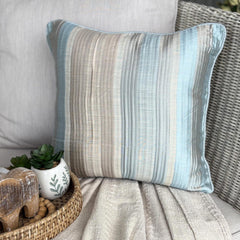 Aqua Martini - Blue Jacquard Silk Throw Pillow Cover