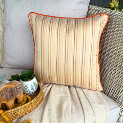 Orange Spiced Ginger - Orange Jacquard Silk Throw Pillow Cover