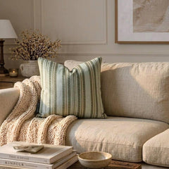 Stripe Flow Gray - Gray Velvet Stripes Throw Pillow Cover