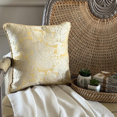Paisley Yellow Scents - Yellow Jacquard Silk Decorative Euro Sham