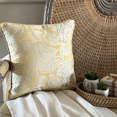 Paisley Yellow Scents - Yellow Jacquard Silk Decorative Euro Sham