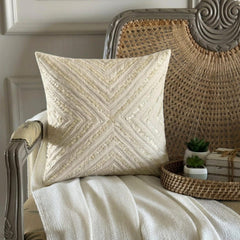 Pearlish - Beige Linen Throw Pillow Cover