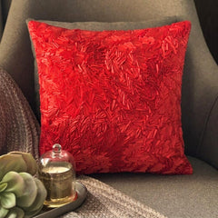 Red Hot Satin Ribbon - Red Art Silk Decorative Euro Sham