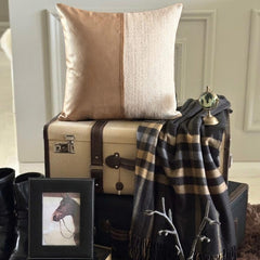 Rose Gold Jute - Rose Gold Faux Leather & Jute Throw Pillow Cover