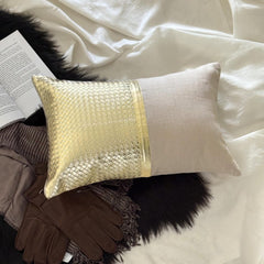 Lux Gold - Gold Faux Leather Lumbar Pillow Cover