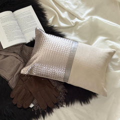 Lux Grey - Grey Faux Leather Lumbar Pillow Cover