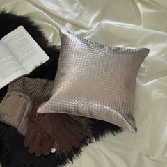 Lux Grey - Grey Faux Leather Lumbar Pillow Cover