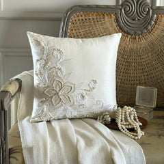 Wedding Love - Ivory Linen Throw Pillow Cover