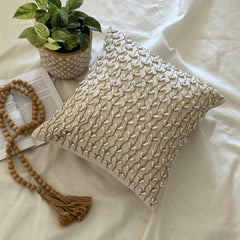 Pearl Drops Ivy - Natural Beige Cotton Linen Throw Pillow Cover
