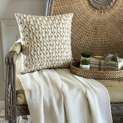 Pearl Drops Ivy - Natural Beige Cotton Linen Decorative Euro Sham