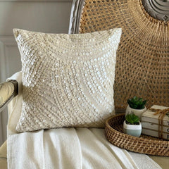 Glazed Pearls - Natural Beige Cotton Linen Decorative Euro Sham