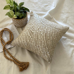 Glazed Pearls - Natural Beige Cotton Linen Decorative Euro Sham