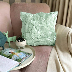 Mint Green Ruffles - Mint Green Satin Throw Pillow Cover