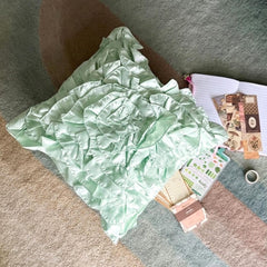 Mint Green Ruffles - Mint Green Satin Decorative Euro Sham
