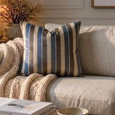 Stripe Flow Blue - Blue Velvet Stripes Throw Pillow Cover
