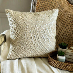 Glazed Pearls - Natural Beige Cotton Linen Decorative Euro Sham