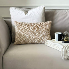 Beige Velvet Throw Pillow Cover - Spotted Safari