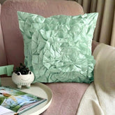 Mint Green Ruffles - Mint Green Satin Throw Pillow Cover